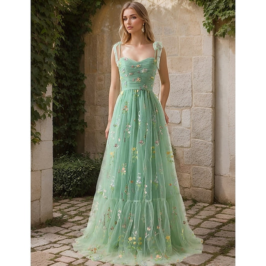 Ball Gown Prom Dresses Elegant Dress Wedding Guest Floor Length Sleeveless V Neck Organza with Appliques 2024 #14063643