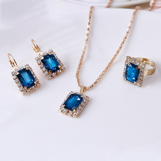 Hoop Earrings 3pcs Rhinestone Alloy Rings 1 Necklace Earrings Women's Elegant Vintage Fashion Geometrical Geometric Jewelry Set For Party Street Daily #9247714